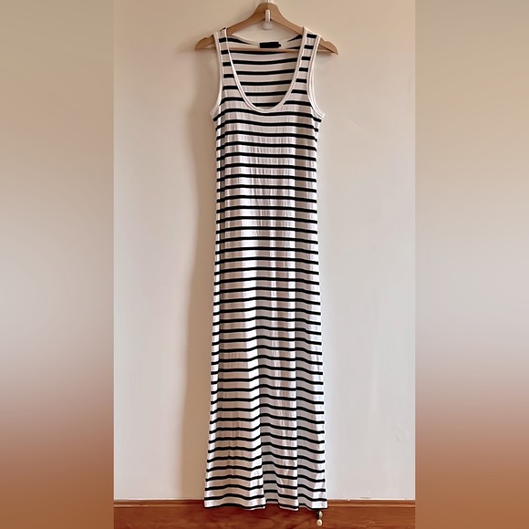 HATCH The Long Body Tank Dress in Black and White Stripe - Size Petite - Picture 11 of 12